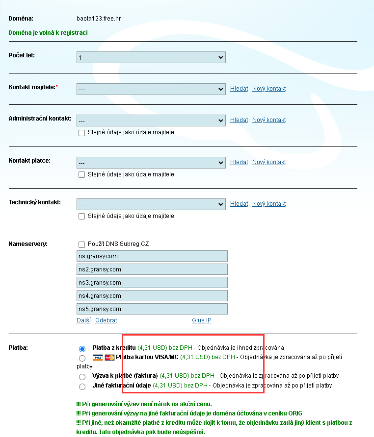 free.hr域名已废注册续费价格涨价到4,31USD
